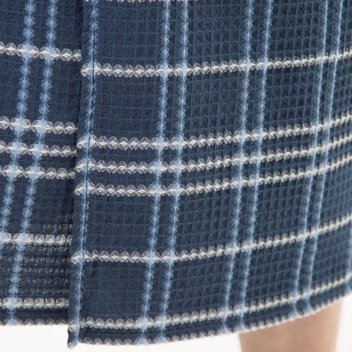 Килт(юбка) вафельный клетка, арт:КВ-1 синий, 70х150, Хл, 215 г/м