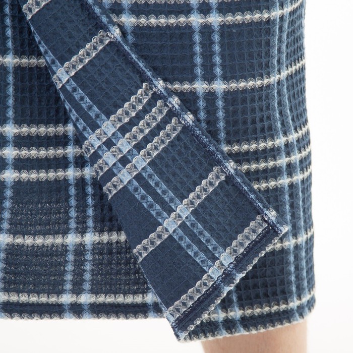 Килт(юбка) вафельный клетка, арт:КВ-1 синий, 70х150, Хл, 215 г/м