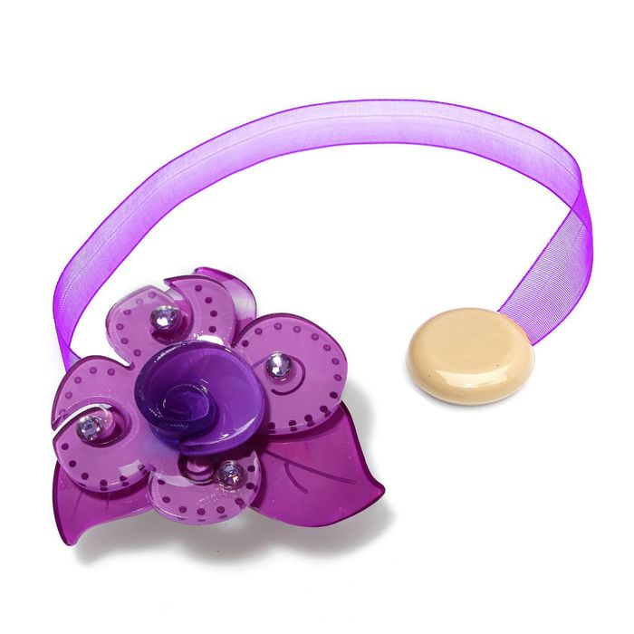 Подхват для штор на ленте "Цветок-завиток", d=6см, цвет сиреневый