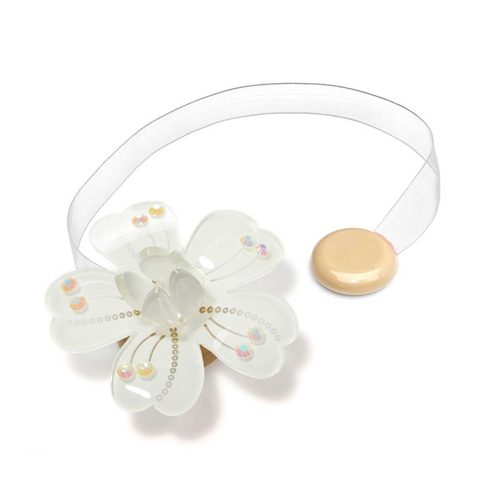 Подхват для штор на ленте "Цветок яркий", d=6см, цвет белый