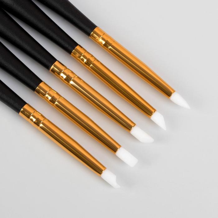 Набор кистей для дизайна ногтей, силиконовых, 5шт, цвета МИКС