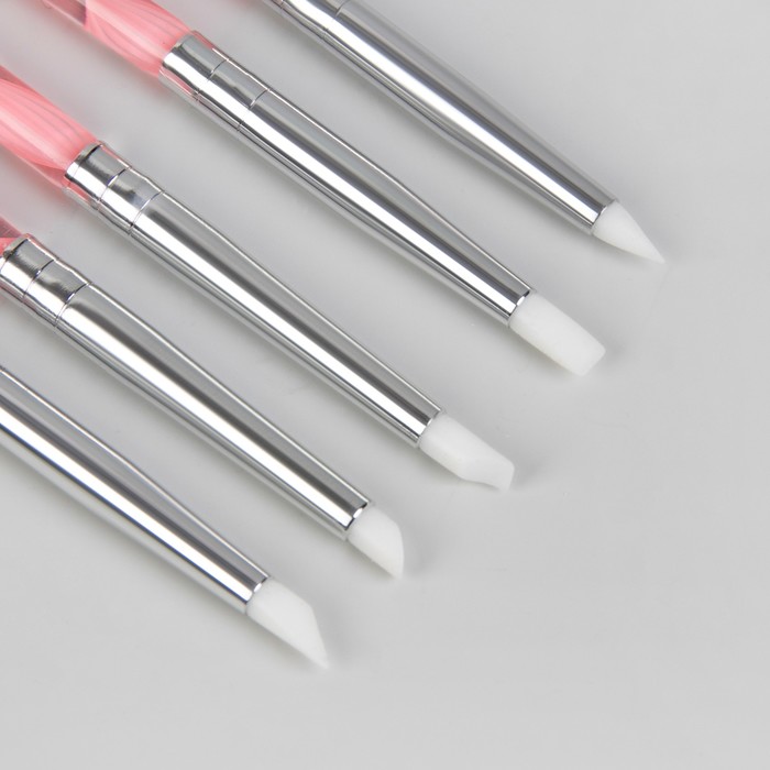 Набор кистей для дизайна ногтей, силиконовых, 5шт, цвета МИКС