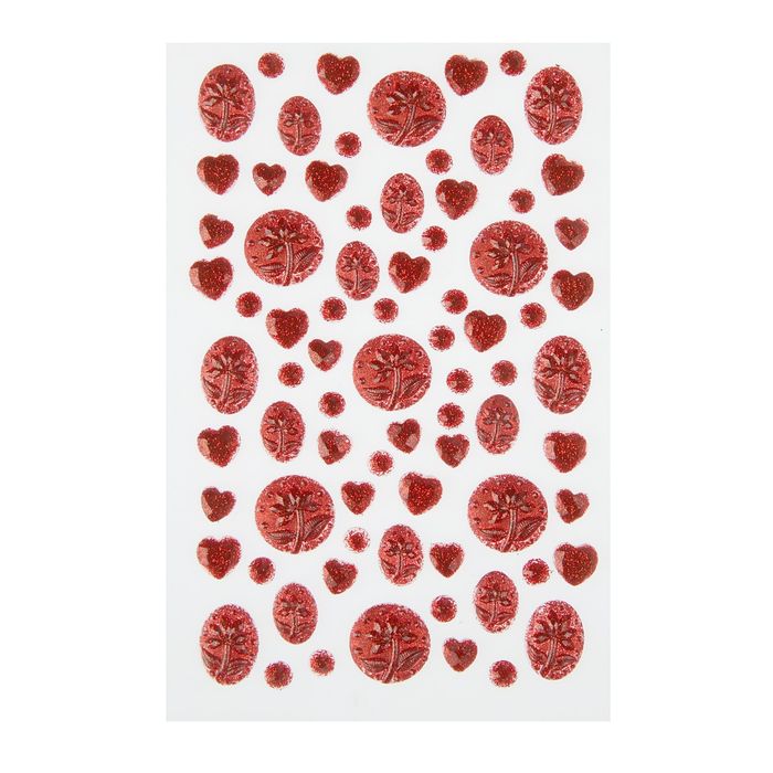 Наклейка пластик стразы с блёстками "Цветочная" МИКС 22,3х10 см