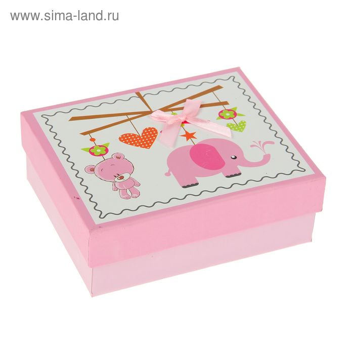 Подарочные коробки Коробка подарочная Слоник, розовый, 12 х 14 х 5 см