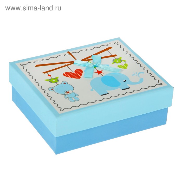 Подарочные коробки  Сима-Ленд Коробка подарочная Слоник, голубой, 12 х 14 х 5 см