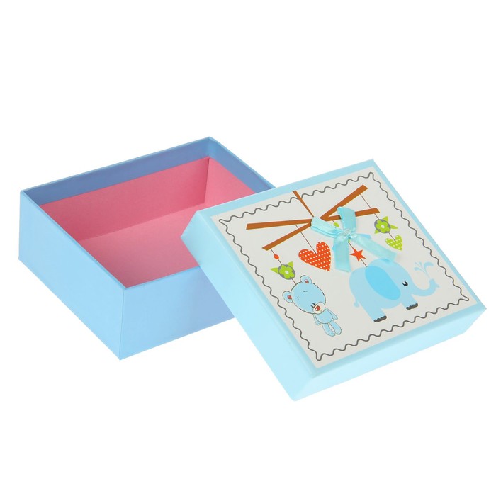 Коробка подарочная "Слоник", голубой, 12 х 14 х 5 см