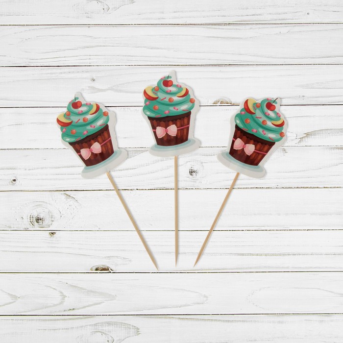 Пика для канапе "Пирожное" бантик, набор 24 шт.