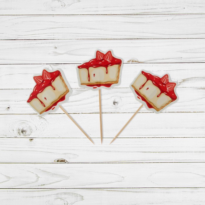 Пика для канапе "Тортик" с клубничкой, набор 24 шт.