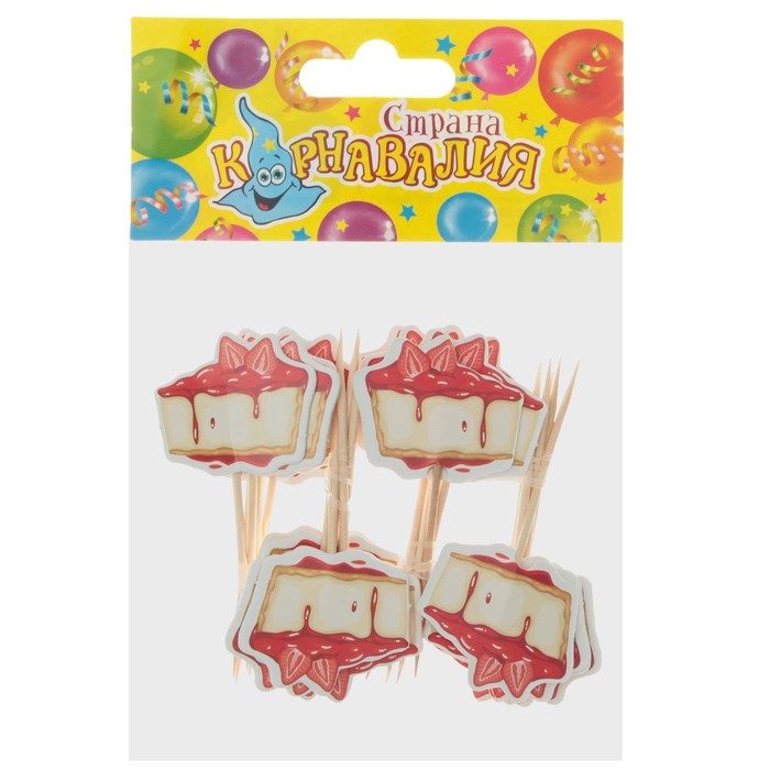 Пика для канапе "Тортик" с клубничкой, набор 24 шт.