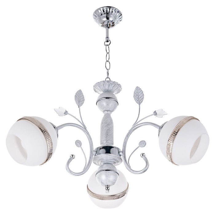 Люстра потолочная "Иллюзия" 3 лампы Е27 белый,серебро 60х60х90