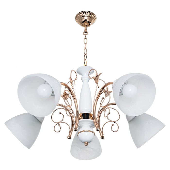 Люстра потолочная "Муза" 5 ламп Е27 золото,белый 62х62х90