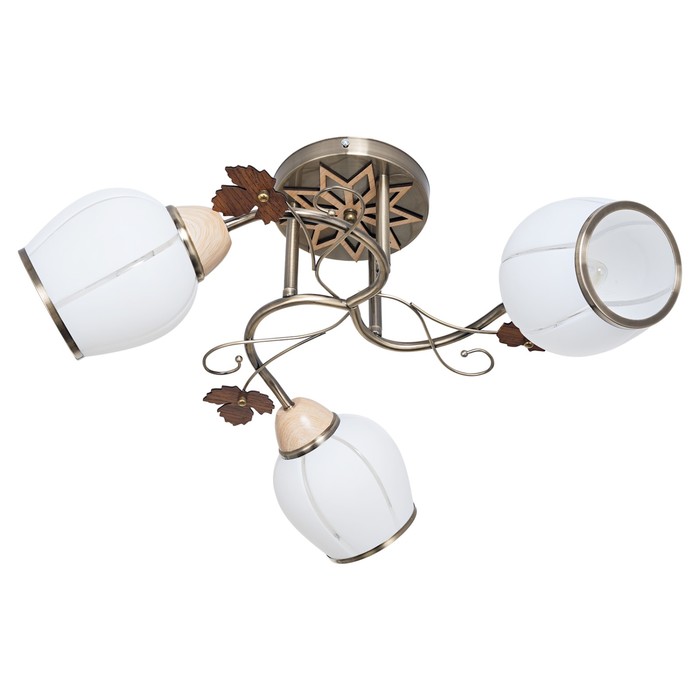 Люстра потолочная "Милана"3 лампы Е27 античная бронза,бежевый 48х48х28