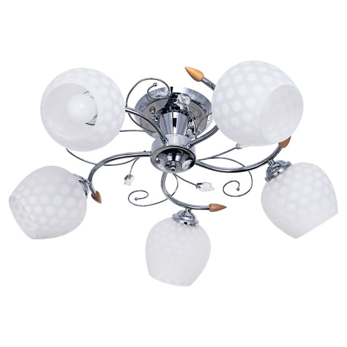 Люстра потолочная "Илиада" 5 ламп Е27 хром 66х66х28