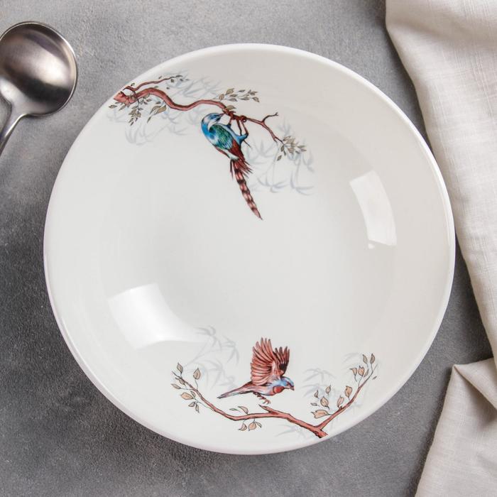 Тарелка суповая 330 мл "Соната. Птицы", рисунок МИКС