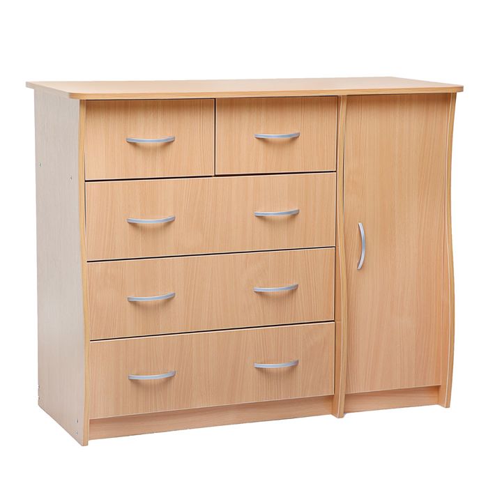 Комод Александра 5 ящиков с дверью 1100х480х900 Бук бавария