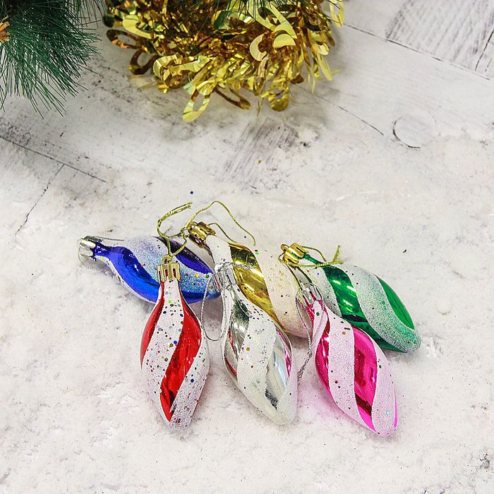 Набор украшений пластик 6 шт 7*3 см сосульки пурга