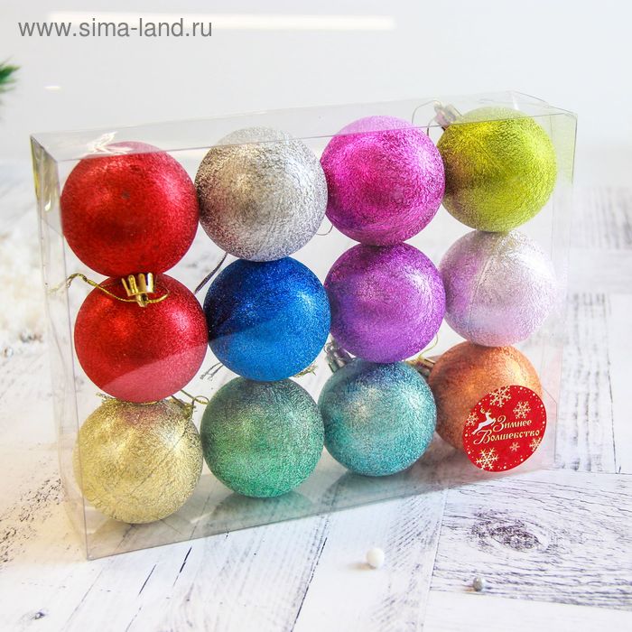 фото Набор шаров пластик d-6 см, 12 шт "серена" микс зимнее волшебство