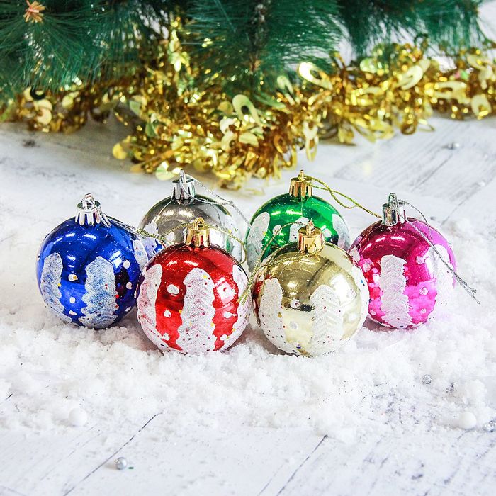 Набор шаров пластик d-6 см 6 шт "Пурга"