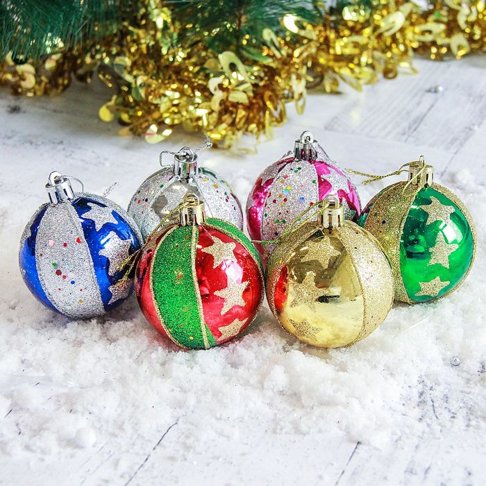 Набор шаров пластик d-6 см 6 шт "Созвездие"