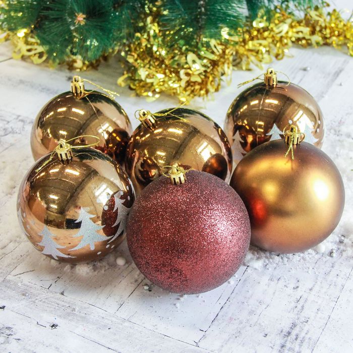 Новогодние шары "Ёлочки" (набор 6 шт.), шоколад