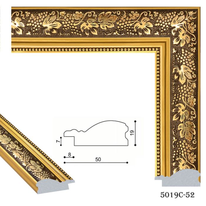 Багет пластиковый 50мм*19мм*2.9м (Ш*В*Д) 5019С-52 коричневый/красно-коричневый/золотой