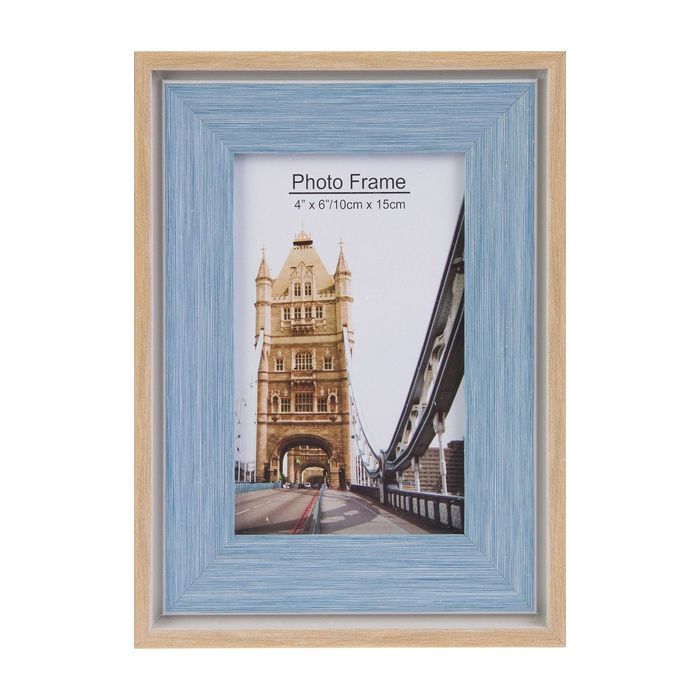 Фоторамка пластик 10х15 см "Экостиль" голубая лазурь 21х17 см