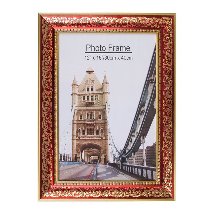 Фоторамка пластик формат А4 "Золотой узор на красном" 36х26 см
