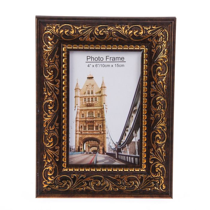 Фоторамка пластик 10х15 см "Золотой узор на шоколаде" 21х16 см