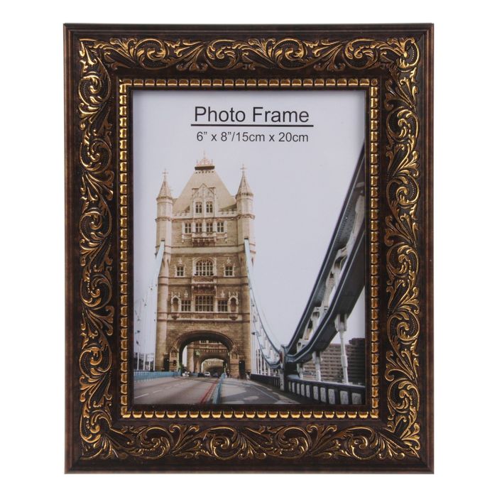 Фоторамка пластик 15х20 см "Золотой узор на шоколаде" 26х21 см
