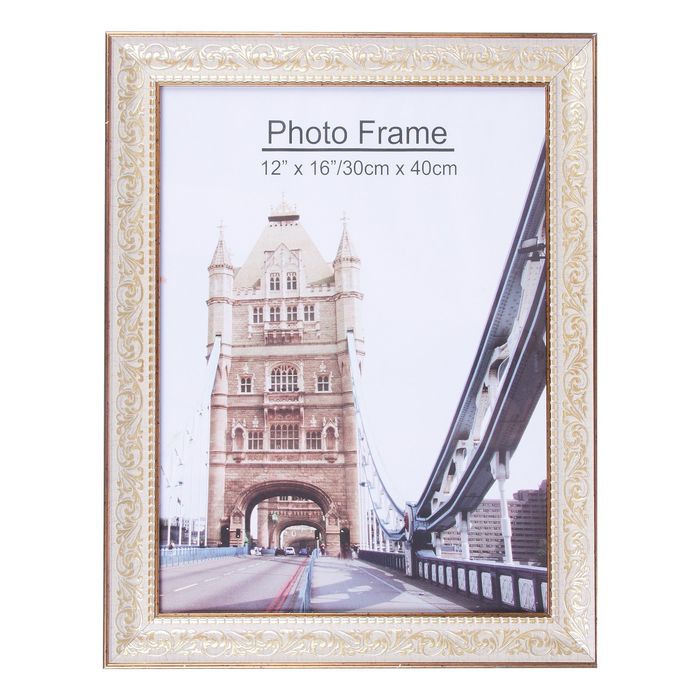 Фоторамка пластик 30х40 см "Золотой узор на белом песке" 46х36 см