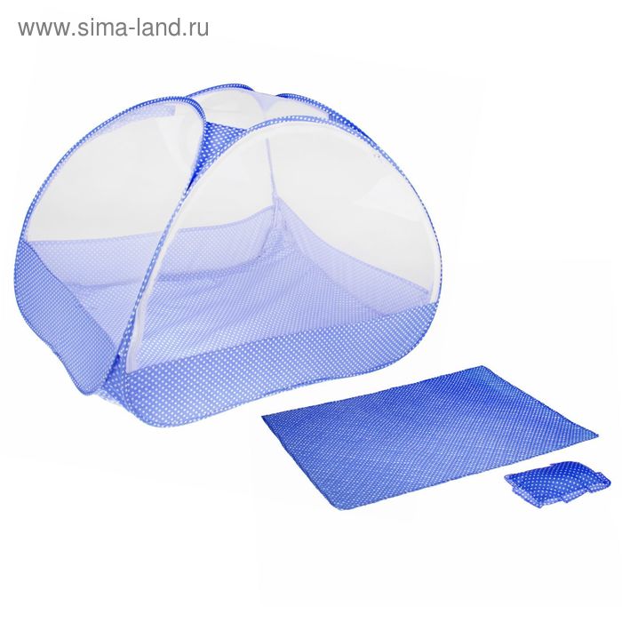 фото Манеж-палатка для ребёнка, москитная сетка на молнии, подушка и матрасик в комплекте, цвет голубой крошка я