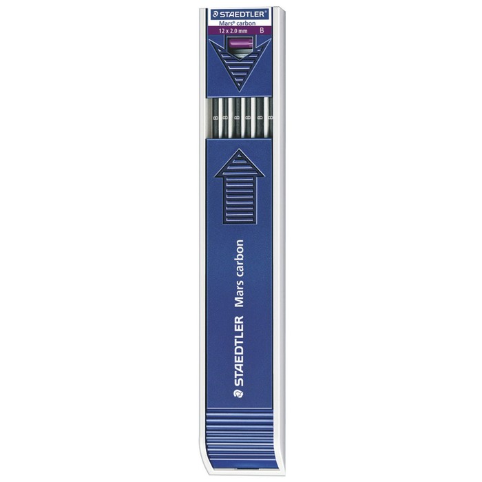 Грифели для цанговых карандашей 2 мм Staedtler Mars carbon B, 12 штук 200-B