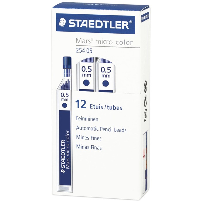 Грифели для механических карандашей 0.5 мм Staedtler Mars micro НВ синий 254 05-03