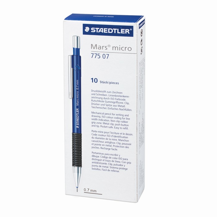 Карандаш механический профессиональный 0.7 мм Staedtler, синий резин.упор ластик, B 775 07