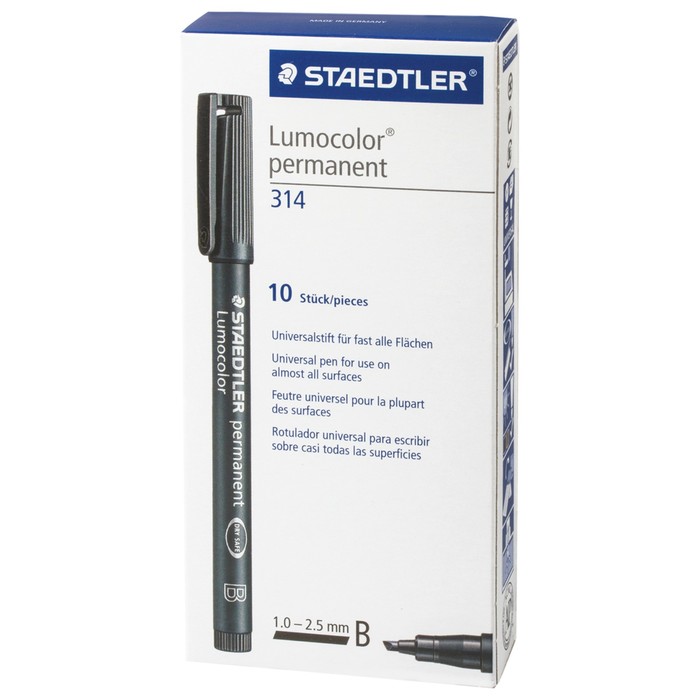 Маркер перманентный скошенный 1.0-2.5 мм Staedtler Lumocolor, чёрный