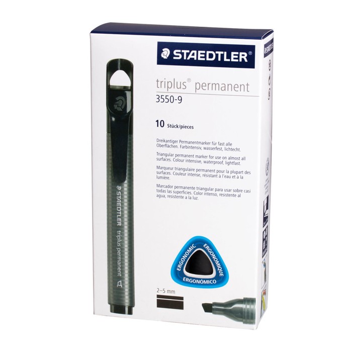 Маркер перманентный скошенный 3.0-5.0 мм Staedtler Triplus, трехгранный, чёрный
