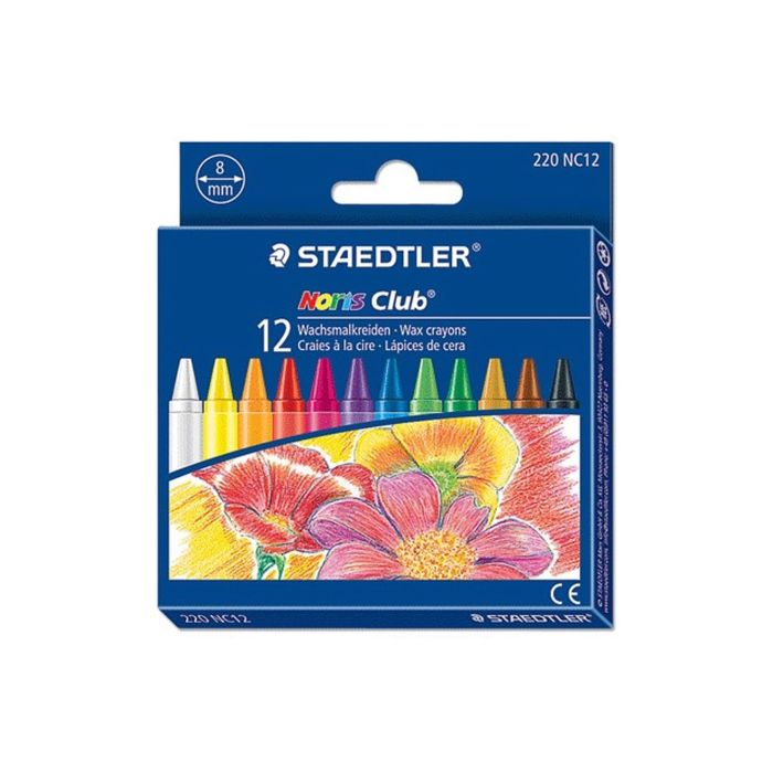 Мелки восковые 12 цветов Staedtler Noris Club, в картонной упаковке, европодвес