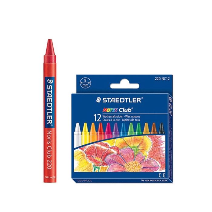 Мелки восковые 12 цветов Staedtler Noris Club, в картонной упаковке, европодвес