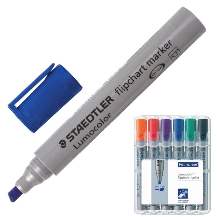 Набор маркеров для флипчарта скошенные 6 цветов 5.0 мм Staedtler