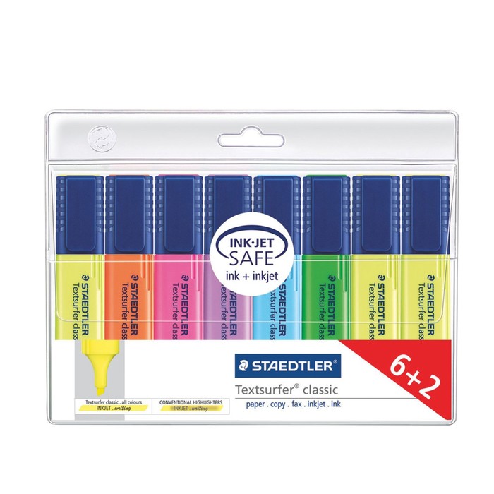 Набор маркеров-текстовыделителей 6 цветов 5.0 мм Staedtler Textsurfer classic +2 желтых 364 A WP8