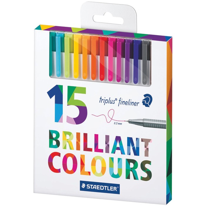 Набор ручек капиллярных 15цв Staedtler 0,3мм линер, трехгран 334 C15