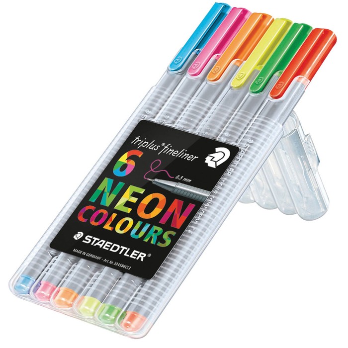 Набор ручек капиллярных 6цв Staedtler 0,3мм линер, трехгран, неоновые 334 SB6CS3