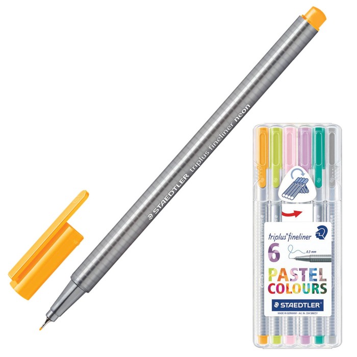 Набор ручек капиллярных 6цв Staedtler 0,3мм линер, трехгран, пастельные 334 SB6CS1