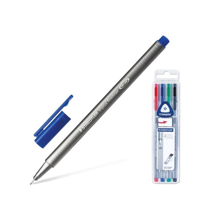 Набор ручек капиллярных Staedtler Triplus 4цв. 0,3мм игловидные, трехгр 334 SB4