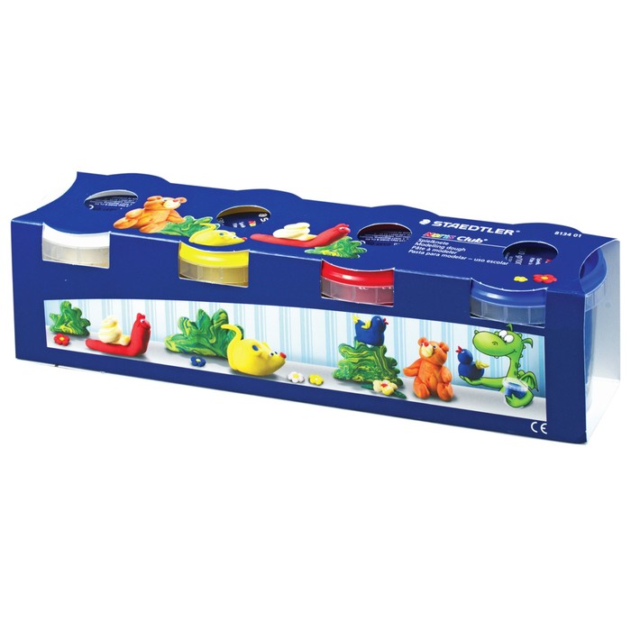 Пластилин на раст основе набор 4цв по 130г Staedtler в пласт банке 8134 01