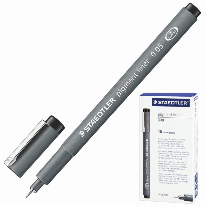 Ручка капиллярная для черчения Staedtler линер, черная 0,05 мм 308 005-9