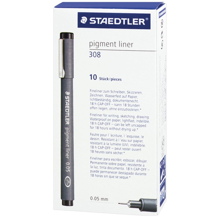 Ручка капиллярная для черчения Staedtler линер, черная 0,05 мм 308 005-9