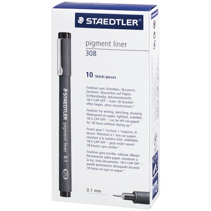 Ручка капиллярная для черчения Staedtler линер, черная 0,2 мм 308 02-9