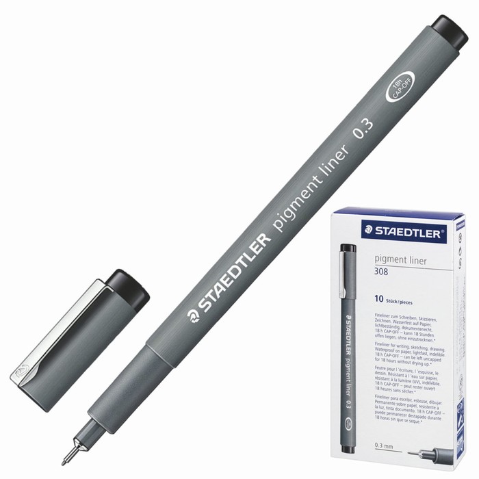 Ручка капиллярная для черчения Staedtler линер, черная 0,3 мм 308 03-9
