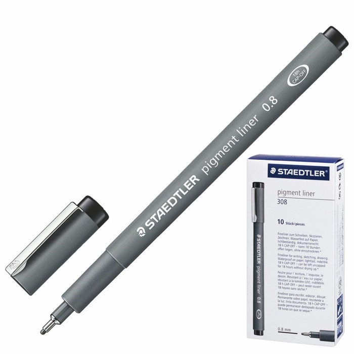 Ручка капиллярная для черчения Staedtler линер, черная 0,8 мм 308 08-9